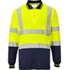 Image de Portwest Polo bicolore manches longues, Couleur: Jaune/Marine, Taille: M, S279YNRM