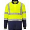 Image de Portwest Polo Bicolore Manches Longues Jaune/Marine XS - Haute Vêtements visibilité
