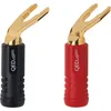 Image de Fiches bananes QED Fourche Screwloc 1890 (lot de 4 : 2 rouges / 2 noires)