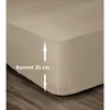 Image de LOVELY HOME Drap Housse 100% Coton 160x200cm - Bonnet 35cm - Beige