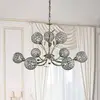 Image de Searchlight Lustre Bellis II, laiton vieilli, verre, 9 lampes à G9