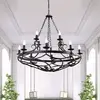 Image de Searchlight Lustre Cartwheel III, 12 lampes, Ø 89cm, noir, métal