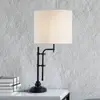 Image de Searchlight Lampe de table Munich, noir/blanc, lin, E27, réglable