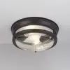 Image de Searchlight Plafonnier Glasgow avec abat-jour en verre, IP44 noir