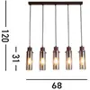 Image de Searchlight Suspension Sweden II, à 5 lampes, longue, acier, verre, E27