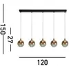 Image de Searchlight Suspension LED Alchemy, 5 lampes, noir, ambre, verre
