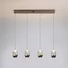 Image de Searchlight Suspension LED Seeds, couleur crème, longueur 75 cm, verre à 4 lampes.