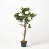 Image de HOMESCAPES Rosier artificiel blanc fleuri en pot 90 cm