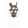 Image de HOMESCAPES - Cloche d'entrée avec Support Mural en Fonte Chat