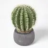Image de HOMESCAPES Cactus Artificiel Echinocactus Grusonii en Pot en Ciment sculpté 38 cm