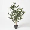 Image de HOMESCAPES Plante Artificielle intérieur Pivoines Crème, Fleurs artificielles en Pot Noir, 100 cm