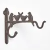 Image de HOMESCAPES Patère Support Fixation Murale extérieure pour Plante et Panier à Suspendre en Fer forgé, Motif Oiseaux 25 cm