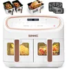 Image de Duronic AF34 WE Set Friteuse à Air avec 1 grand tiroir de 10L et 2 petits tiroirs de 5L inclus 10 Programmes de Cuisson Préréglés Sans huile Fonctions Sync Cook Sync Finish