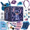 Image de Disney Stitch Calendrier de l'Avent 2025 Compte à Rebours Noel 24 Surprises Papeterie Original et Accessoires Kawaii Collier Porte-clés Stylo (Violet Stitch Cube)