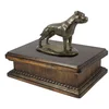 Image de Art-Dog Urne Commémorative Personnalisée Mama Chien Assis - Bronze Coulé à Froid Fait à la Main sur Base de Bouleau - pour Les Cendres de Chien - 24,5x29x21cm - 5L - Staffordshire Terrier Anglais