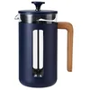 Image de La Cafetière Pisa Cafetière, 8 tasses/1L, verre borosilicate résistant à la chaleur et acier inoxydable avec piston facile à saisir, grande cafetière à piston pour thé en vrac et café moulu, marine