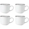 Image de Mikasa Limestone Set de tasses en porcelaine, 4x tasses en porcelaine avec bord noir pour le thé et le café, 360ml| Emballage cadeau et lavable au lave-vaisselle