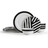 Image de Mikasa Luxe Deco Service de table en porcelaine 12 pièces, service de table pour 4 avec impression géométrique - 4x assiettes plates, 4x assiettes d'accompagnement et 4x bols