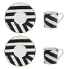 Image de Mikasa Luxe Deco Set de tasses et soucoupes à expresso en Chine, 2x tasses et soucoupes à expresso avec impression géométrique, tasses à café de 100ml - Emballage cadeau et lavable au lave-vaisselle