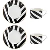 Image de Mikasa Luxe Deco Set de tasses à thé et soucoupes en Chine, 2x tasses à thé et soucoupes avec impression géométrique, tasses de 200ml - Emballage cadeau et lavable au lave-vaisselle
