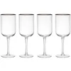 Image de Mikasa Sorrento Verres à vin blanc en cristal strié avec bord doré et forme large, 375 ml, lot de 4 verres fins transparents sans plomb, design épuré pour les célébrations
