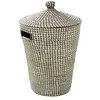 Image de GoodHome Bonetta panier à linge 44 L jonc de mer et noir avec sac amovible et couvercle