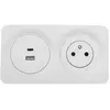 Image de Prise avec terre affleurante Jacobsen Espen blanc composable + 2xUSB-A+C