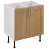 Image de Meuble bas de cuisine avec 2 portes GoodHome Verbena chêne massif L. 80 x H. 72 cm