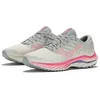 Image de Mizuno Inspire 19 Chaussures de Course pour Femme Blanc/Rose, Blanc (Snowwhite High Vis Pink P Punch), 38.5 EU