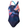 Image de Speedo Maillot de bain une pièce Placement Digital Powerback pour femme, Bleu marine/rouge sirène/bleu vif, 46