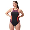 Image de Speedo Maillot de bain pour femme avec col montant et dos croisé Noir/rouge Taille 36, Noir , 64
