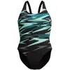 Image de Speedo Hyperboom Placement Muscleback Maillot de bain pour femme, séchage rapide et résistant au chlore, couleur : noir/vert, taille : 40