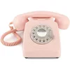 Image de GPO 746 Téléphone fixe rétro de style années 1970 à cadran rotatif - Cordon extansible, sonnerie authentique - Rose