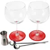 Image de Set verres à pied cocktail + 2 pailles + doseur