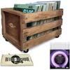 Image de Retro Musique Caisse de rangement en bois à roulettes pour 100 disques maximum