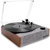 Image de Victrola Eastwood II Tourne-Disque Finition Noyer avec Haut-parleurs, Bluetooth 5.1 et Technologie Vinyl Stream, Lecteur Vinyle à 3 Vitesses, Cartouche Audio Technica AT-3600LA