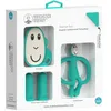 Image de Matchstick Monkey, Antimicrobial Teething Starter Set - 1 Flat Face Teether, 1 Animal Teether, 2 Silicone Finger Toothbrushes, Green Monkey, 3 Months Old+