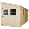 Image de Abri de Jardin en Bois Naturel (avec paroi latérale)- Stockage extérieur avec fenêtres- H244x218x514 cm/10 m2, Hangar en Bois Naturel - Atelier Rangement Outils et vélos- TIMBELA M341A