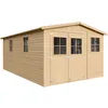 Image de ABRI de Jardin en Bois Exterieur avec Les PLANCHERS IMPRÉGNÉ - Chalet en Pin/épicéa- H226x324x516 cm/15 m²- Construction de Panneaux- Rangement pour vélos, Remise à Outils- TIMBELA M337+M337G