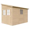 Image de Abri de Jardin en Bois Naturel (sans paroi latérale) avec Les PLANCHERS IMPRÉGNÉ- Stockage extérieur avec fenêtres- H243x216x318 cm/6 m2- Atelier Rangement Outils et vélos- TIMBELA M339+M339G