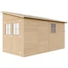 Image de TIMBELA M340+M340G Abri de Jardin en Bois Naturel (sans paroi latérale) Plus Les PLANCHERS IMPRÉGNÉ- Stockage extérieur avec fenêtres- H243x216x416 cm/8 m2 - Atelier Rangement Outils et vélos