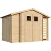 Image de Abri de Jardin en Bois et Range bûches extérieur avec Sol TRAITÉ - extérieur I206xL328xH218 cm/ 3,53 + 0,97+0,97 m2 Petit abri à Outils, Local à vélos - Toit imperméable, fenêtres TIMBELA M389