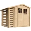 Image de Abri de Jardin en Bois et Range bûches extérieur avec Sol TRAITÉ, Porte verrouillable de Haute qualité, Toit Impermeable - I206xL272xH218 cm/ 3,53 + 0,97 m2 TIMBELA M386F+M386G
