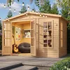 Image de TIMBELA Abri de Jardin en Bois 6 m2 - l332xP222xH232cm - Cabanon Jardin extérieur avec Sol - Cabane de Jardin - Chalet de Loisirs - Maison d'été avec des bardeaux bitumineux Gris M334FB+H334FBGREY