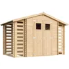 Image de Abri de Jardin en Bois et Range bûches extérieur - Stockage extérieur I206xL328xH218 cm/ 3,53 + 0,97+0,97 m2 Petit abri à Outils, Local à vélos - Toit imperméable, fenêtres TIMBELA M391