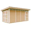 Image de Abri de Jardin Qualité Premium 8.52+2.95 m² - Kit Tout Compris avec Sol, tuiles bitumineuses, Set de Peinture-Construction de Panneaux LP Smartside- Cabane de Jardin Timbela M905C Harvest Honey