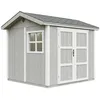 Image de Abri de Jardin Qualité Premium 5,9 m² - H252x250x294 cm - Construction de Panneaux LP Smartside - avec Un Sol et des bardeaux bitumineuxs - Timbela M913A-TUNDRA Grey