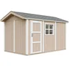 Image de Abri de Jardin Qualité Premium 8,68 m² - H252x250x412 cm - Construction de Panneaux LP Smartside - avec Un Sol et des bardeaux bitumineuxs - Timbela M914-TERRA Brown