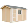 Image de Abri de Jardin Qualité Premium 8,68 m² - H252x250x412 cm - Construction de Panneaux LP Smartside - avec Un Sol et des bardeaux bitumineuxs - Timbela M914-HARVEST Honey