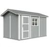 Image de Abri de Jardin Qualité Premium 8,68 m² - H252x250x412 cm - Construction de Panneaux LP Smartside - avec Un Sol et des bardeaux bitumineuxs - Timbela M914-CAVERN Steel